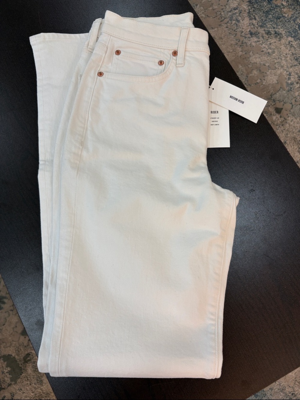 NWT Buck Mason High-Rise Straight Leg Natural Rider Jeans S 26 Retail $168